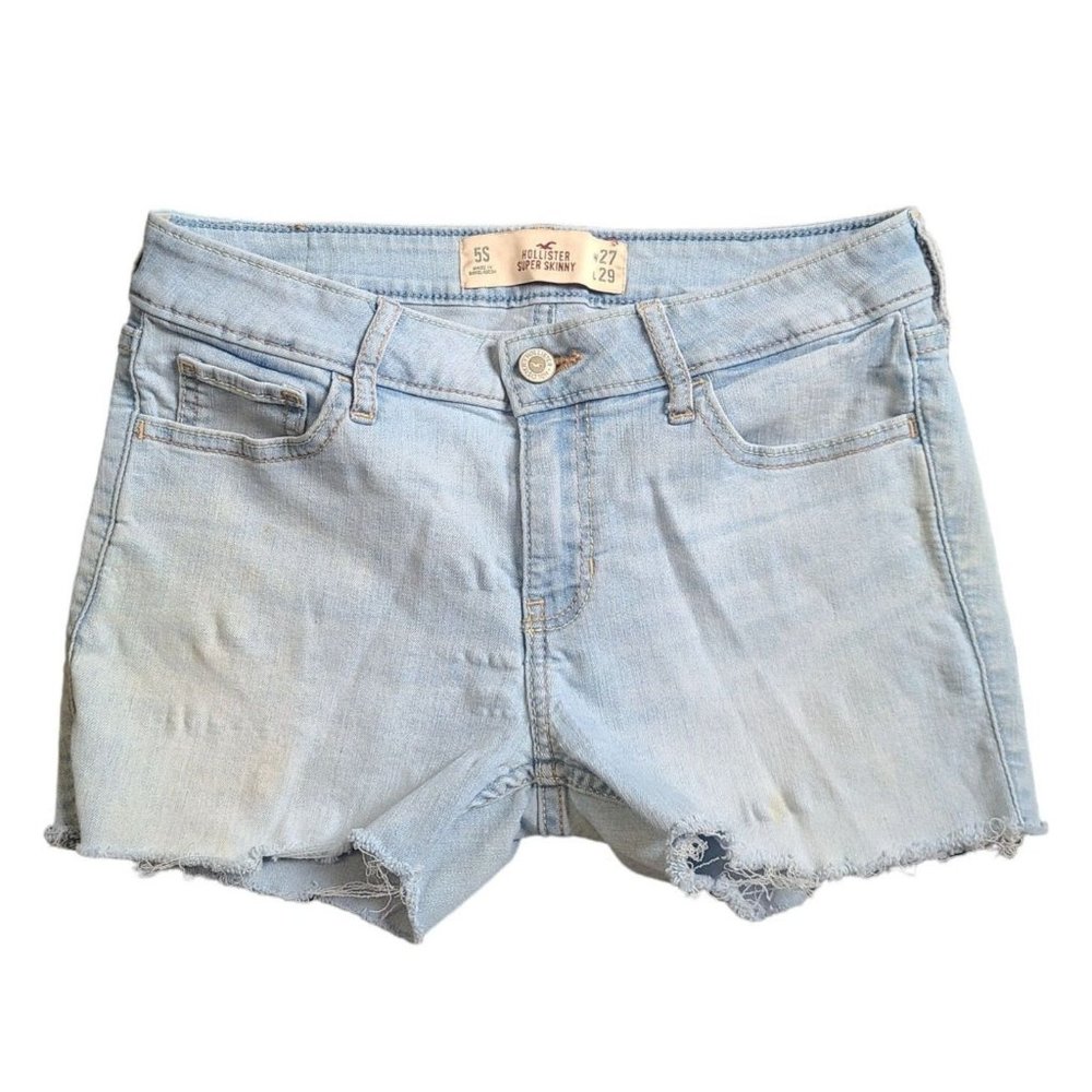 WOMEN'S  HOLLISTER STRETCH CUT OFF DISTRESSED DENIM JEAN SHORTS SIZE 5  WJ024